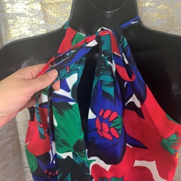 Armani Exchange Floral Print Halter Mini Belted Dress Size 4 - Picture 11 of 16